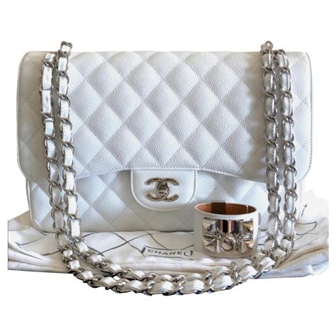 chanel white classic bag|chanel classic white handbag.